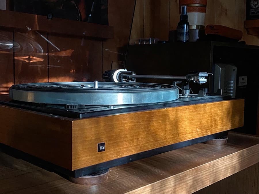 Dual 701 vintage turntable in the sunlight