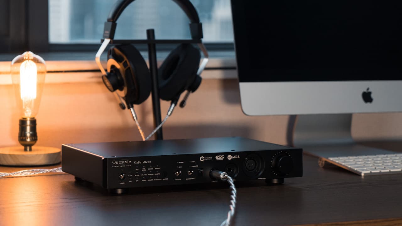 Questyle CMA Fifteen Headphone Amp and DAC on Desktop