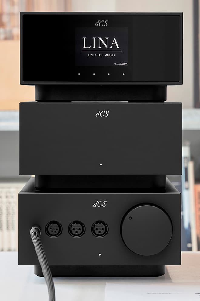 dCS LINA Headphone Amplifier, DAC, Master Clock System Stacked